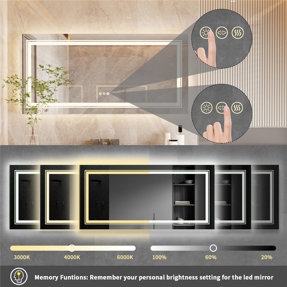 LED Bathroom Mirror with Anti-Fog & Adjustable Lighting V767-XM183-B106-AU