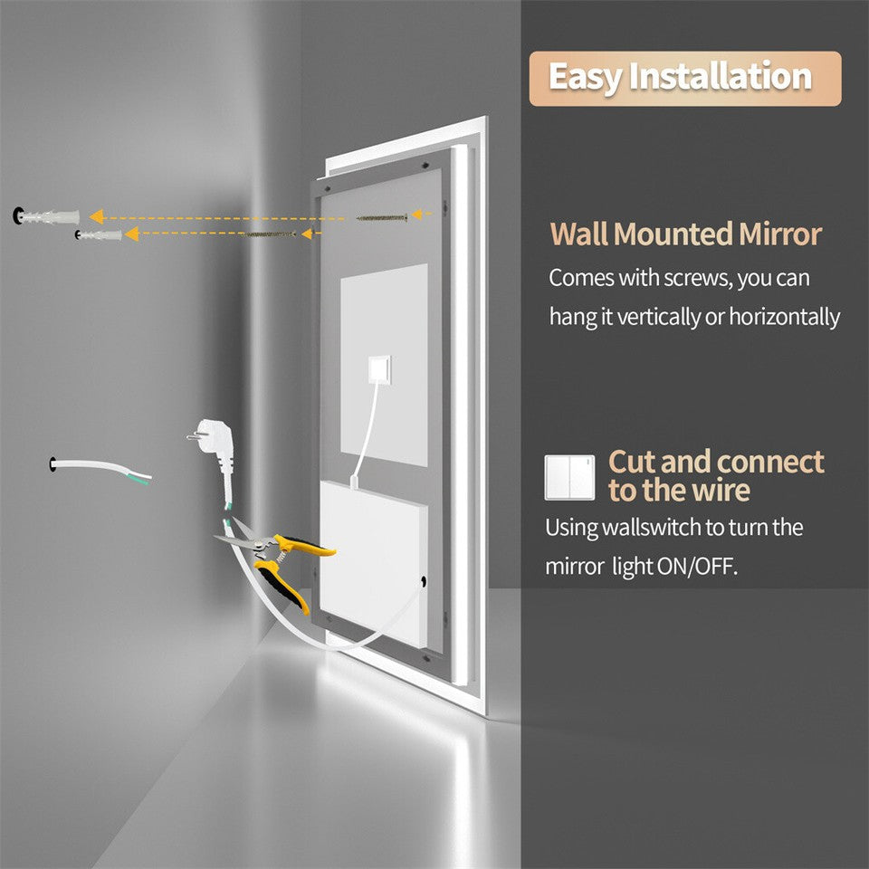 LED Anti-Fog Wall-Mounted Bathroom Mirror V767-XMR-C28-166-AU