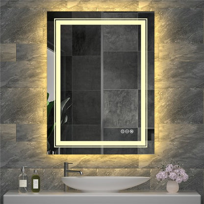 Modern Luxury: LED Mirror with Defogger 600*800mm Double LED V767-XMR-C28-168-AU