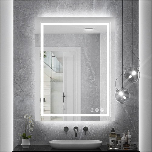 Modern Luxury: LED Mirror with Defogger 600*800mm Double LED V767-XMR-C28-168-AU
