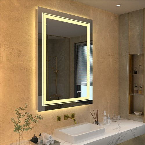 Modern Luxury: LED Mirror with Defogger 600*800mm Double LED V767-XMR-C28-168-AU