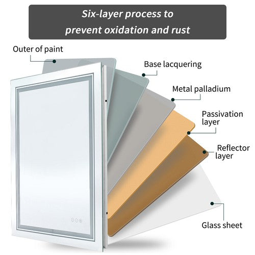 Modern Luxury: LED Mirror with Defogger 600*800mm Double LED V767-XMR-C28-168-AU