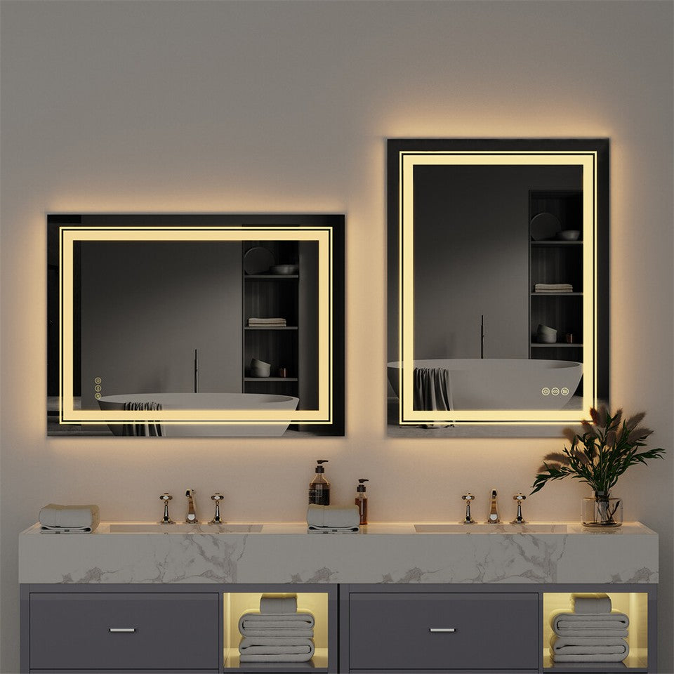 900*700MM Dimmable LED Bathroom Mirror Antifog Wall Mounted Vanity Makeup Mirror V767-XMR-C28-188-AU
