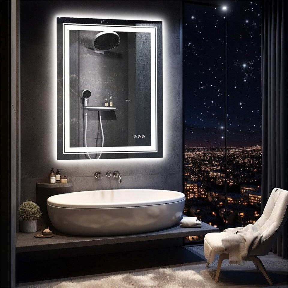 900*700MM Dimmable LED Bathroom Mirror Antifog Wall Mounted Vanity Makeup Mirror V767-XMR-C28-188-AU