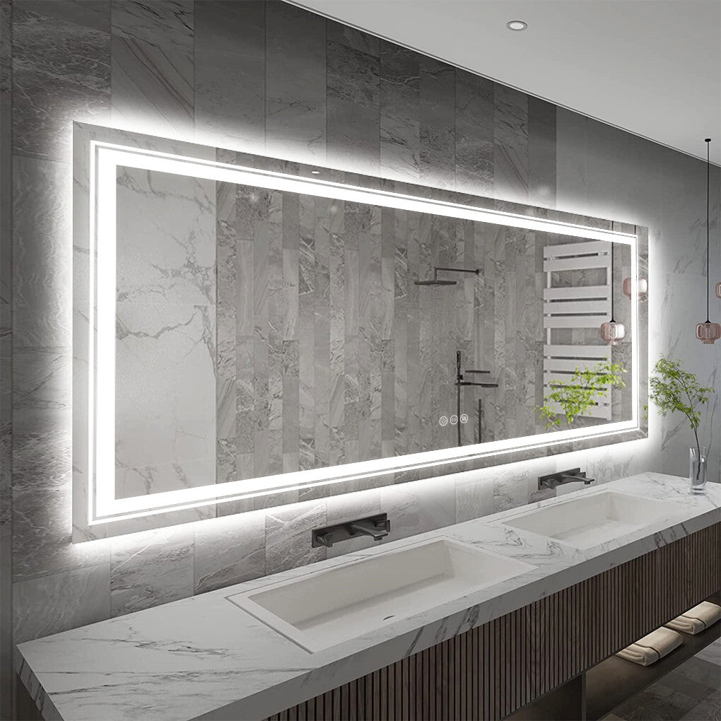 1.83M Oversize Dual Light Bathroom Mirror Super Anti-Fog Makeup Dressing Mirror V767-XMR-C28-268-AU