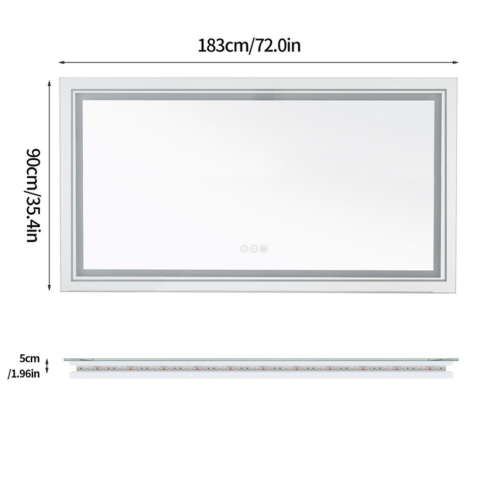 1.83M Oversize Dual Light Bathroom Mirror Super Anti-Fog Makeup Dressing Mirror V767-XMR-C28-268-AU