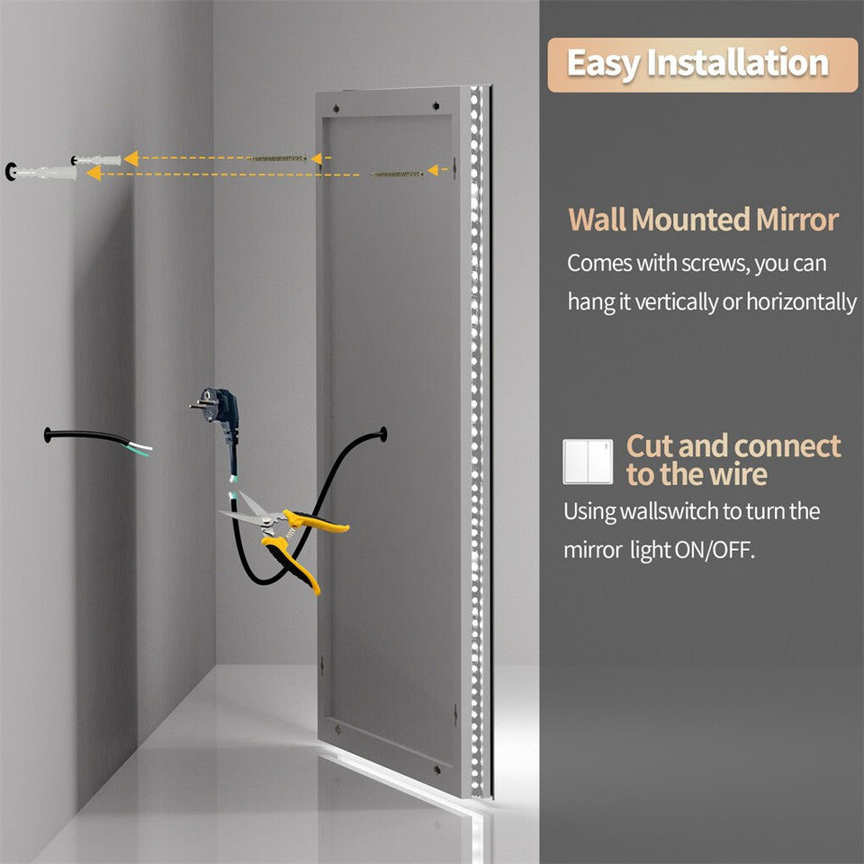 1.83M Oversize Dual Light Bathroom Mirror Super Anti-Fog Makeup Dressing Mirror V767-XMR-C28-268-AU