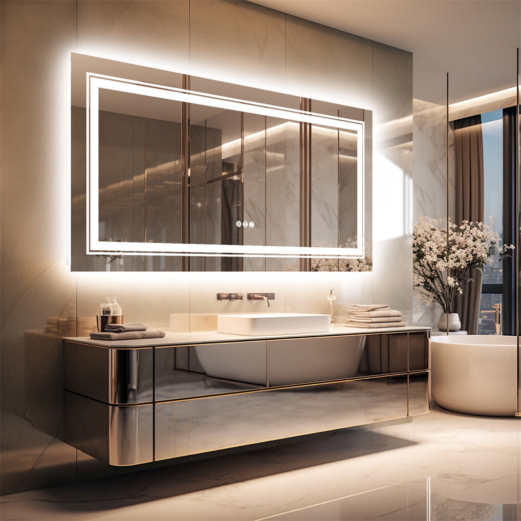 Fin 1200X800Mm Led Front Backlit Bathroom Mirror Fogless Anti-Aging Premium Hd Glass V767-XMR-C28-288-AU