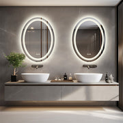 60x80cm Oval Backlit + Front LED Bathroom Mirror Dimmable Shatter-Proof Vanity Mirror V767-XMR-T18-822-AU-V1