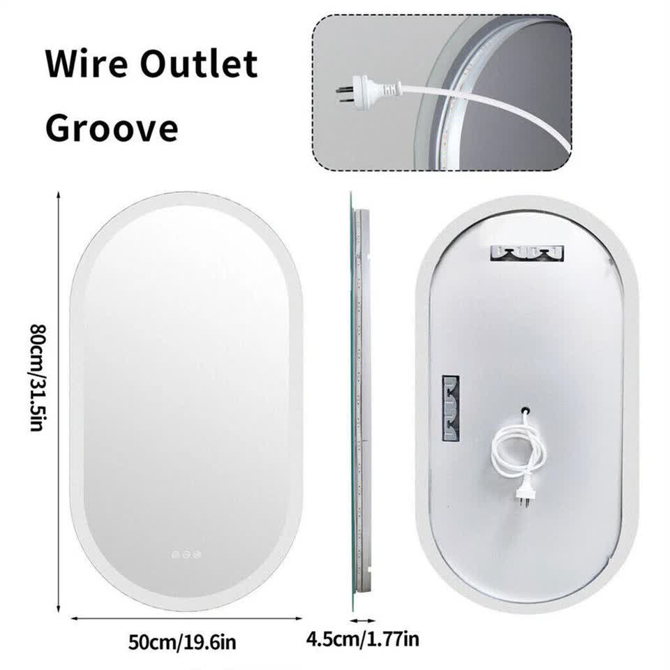 Premium Oval LED Anti-Fog Bathroom Mirror(80x50cm) V767-XMR-T28-710-AU