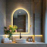 Arch Dimmable Led Bathroom Vanity Mirror w Antifog Temperature Date Time Display V767-XMR-T28-713-AU-V1
