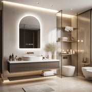 Arch Dimmable Led Bathroom Vanity Mirror w Antifog Temperature Date Time Display V767-XMR-T28-713-AU-V1