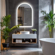 Arch Dimmable Led Bathroom Vanity Mirror w Antifog Temperature Date Time Display V767-XMR-T28-713-AU-V1