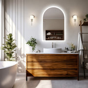 Arch Dimmable Led Bathroom Vanity Mirror w Antifog Temperature Date Time Display V767-XMR-T28-713-AU-V1
