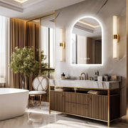 Arch Dimmable Led Bathroom Vanity Mirror w Antifog Temperature Date Time Display V767-XMR-T28-713-AU-V1