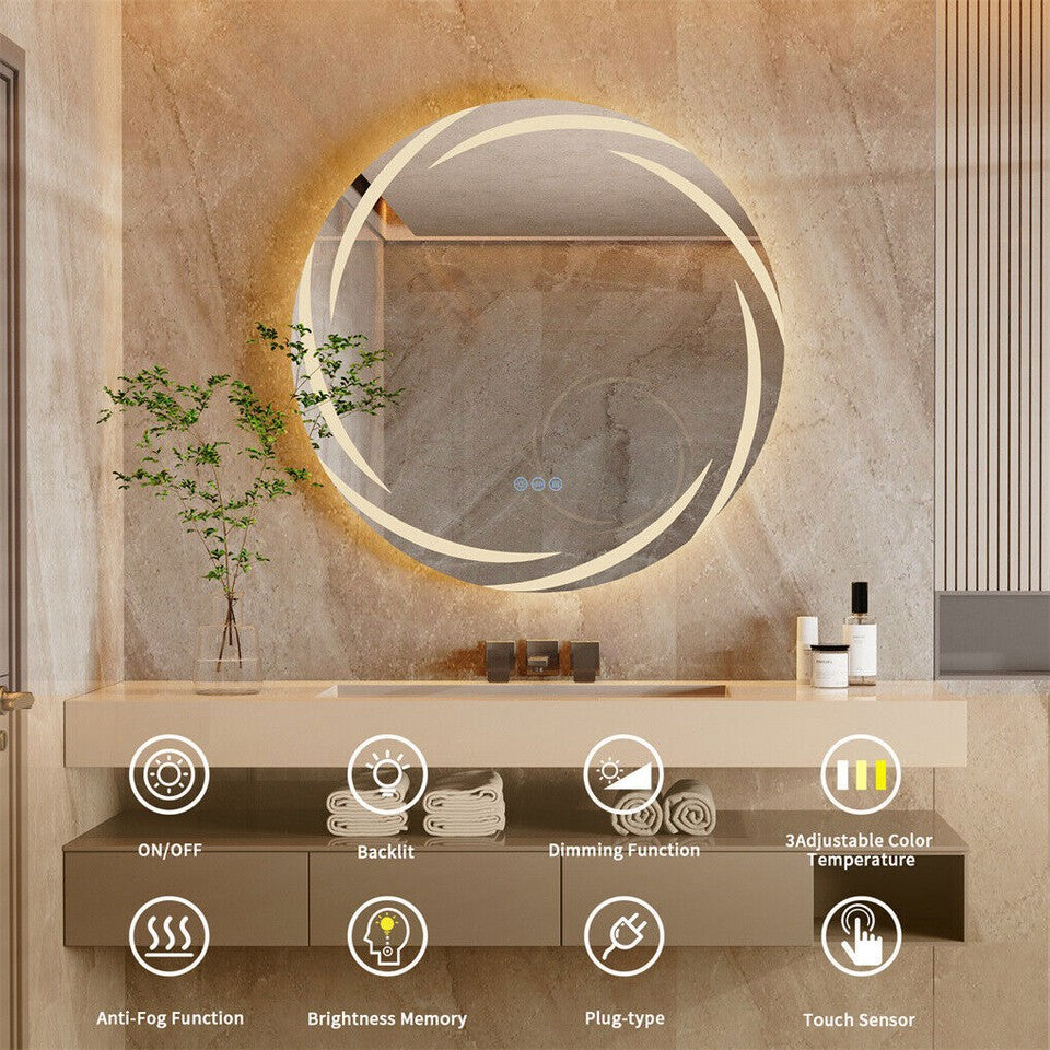 Round LED Anti-Fog Backlit Bathroom Mirror(60x60cm) V767-XMR-Y18-928-AU