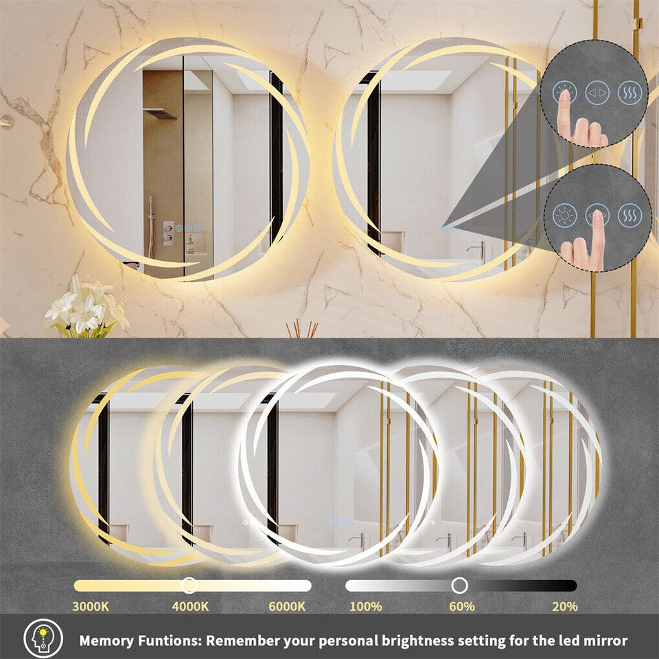 Round LED Anti-Fog Backlit Bathroom Mirror(60x60cm) V767-XMR-Y18-928-AU
