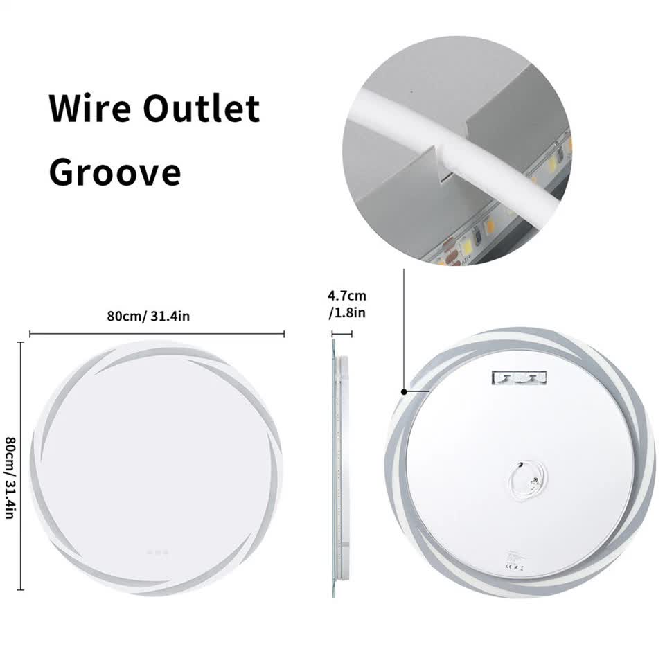 Round LED Anti-Fog Backlit Bathroom Mirror(80x80cm) V767-XMR-Y18-938-AU