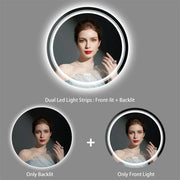 P&P Silver Mirror With White Frame Round LED Bathroom Mirror V767-XMR-Y28-628-AU-V1