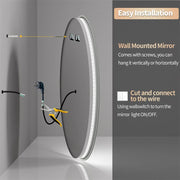 P&P Silver Mirror With White Frame Round LED Bathroom Mirror V767-XMR-Y28-628-AU-V1