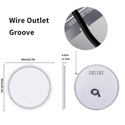 P&P Silver Mirror With White Frame Round LED Bathroom Mirror V767-XMR-Y28-628-AU-V1