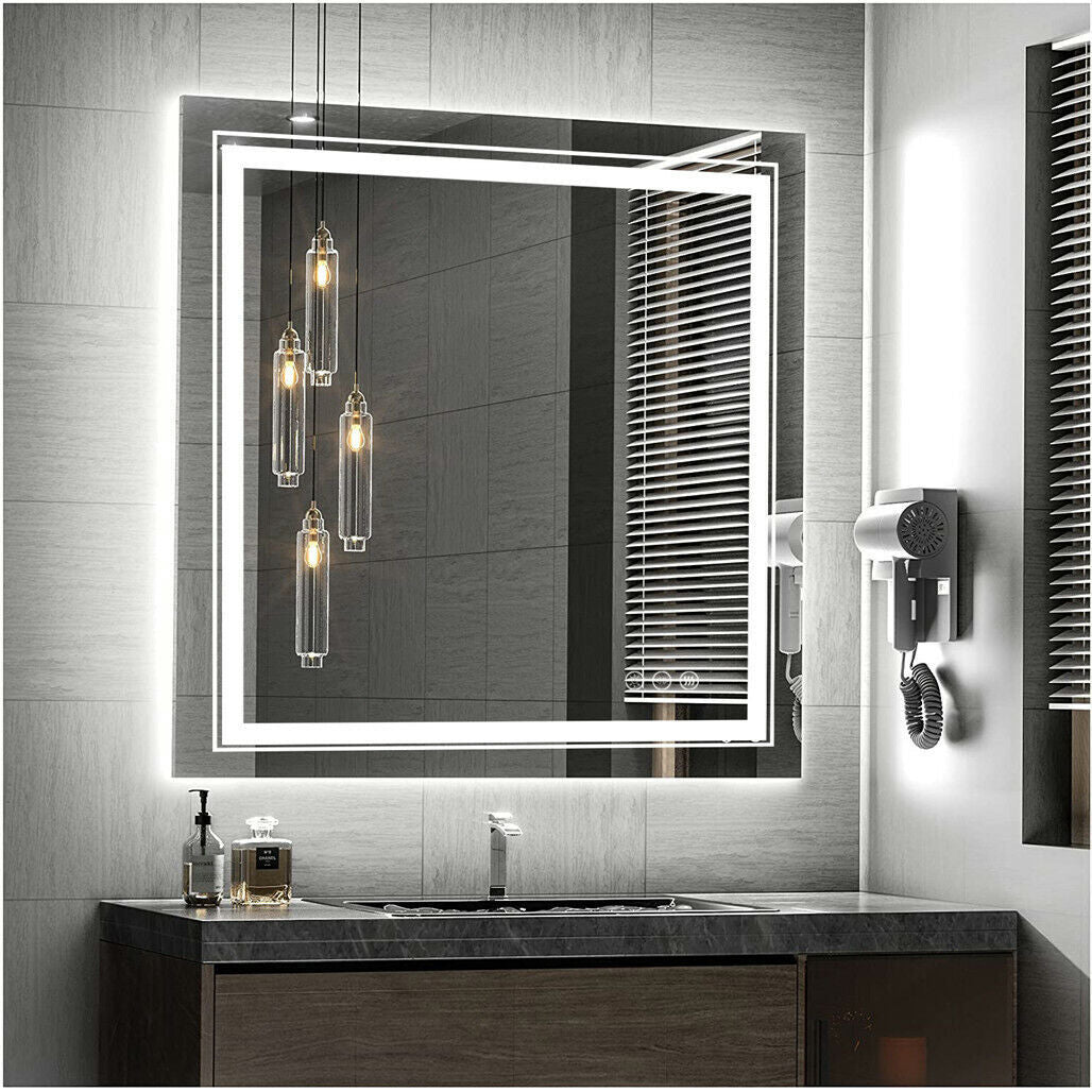 80x80cm Large Square Wall Mount Smart Led Bathroom Mirror Anti Fog Backlit Vanity Mirror V767-XMR-Z28-378-AU