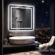 80x80cm Large Square Wall Mount Smart Led Bathroom Mirror Anti Fog Backlit Vanity Mirror V767-XMR-Z28-378-AU