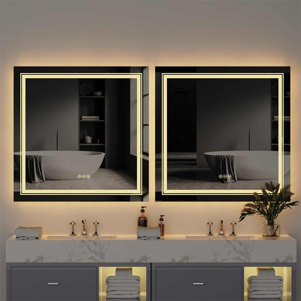 80x80cm Large Square Wall Mount Smart Led Bathroom Mirror Anti Fog Backlit Vanity Mirror V767-XMR-Z28-378-AU
