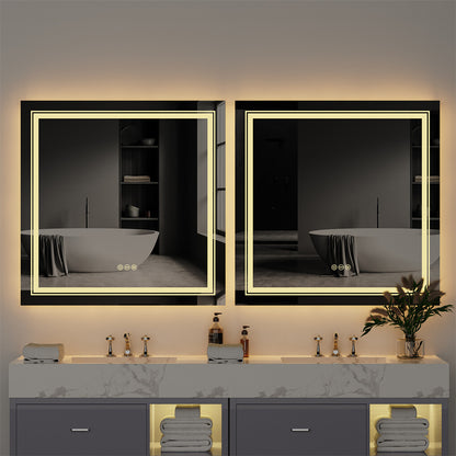 80x80cm Large Square Wall Mount Smart Led Bathroom Mirror Anti Fog Backlit Vanity Mirror V767-XMR-Z28-378-AU