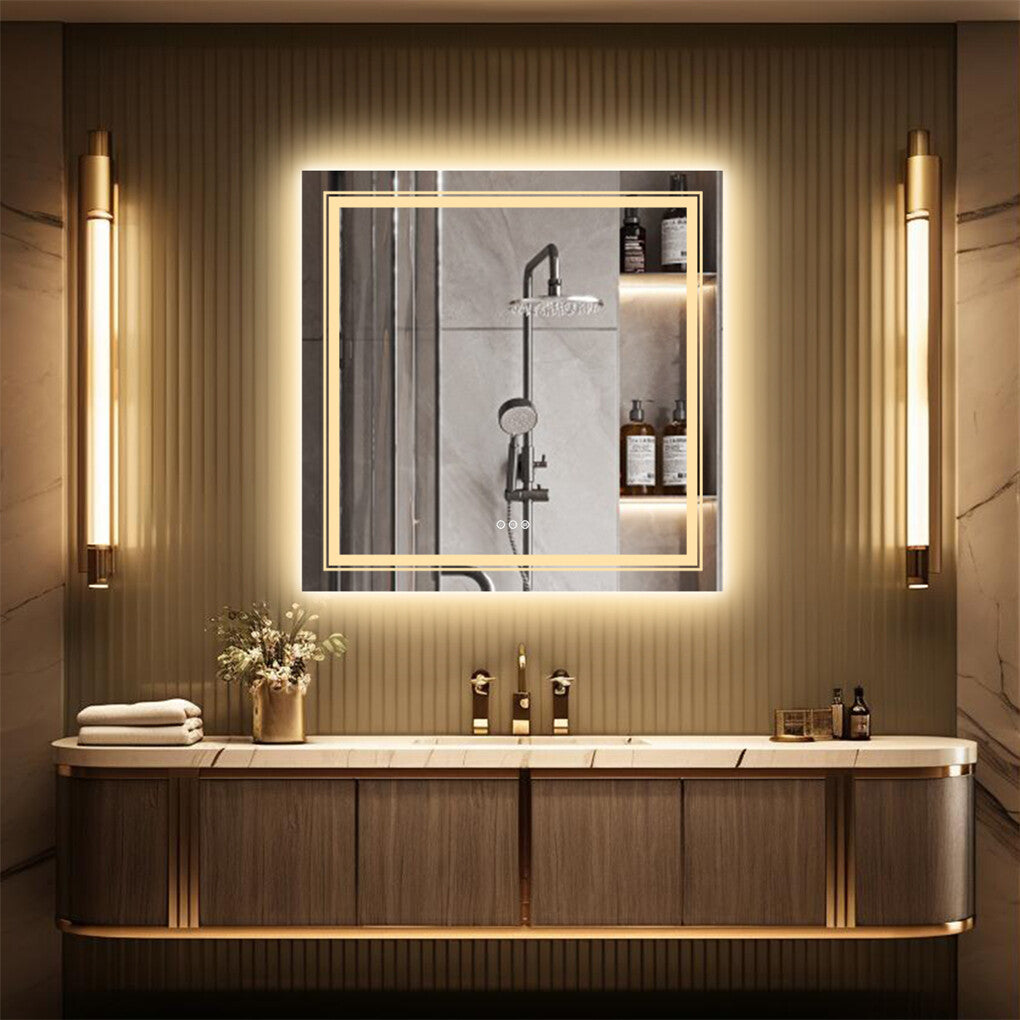 80x80cm Large Square Wall Mount Smart Led Bathroom Mirror Anti Fog Backlit Vanity Mirror V767-XMR-Z28-378-AU