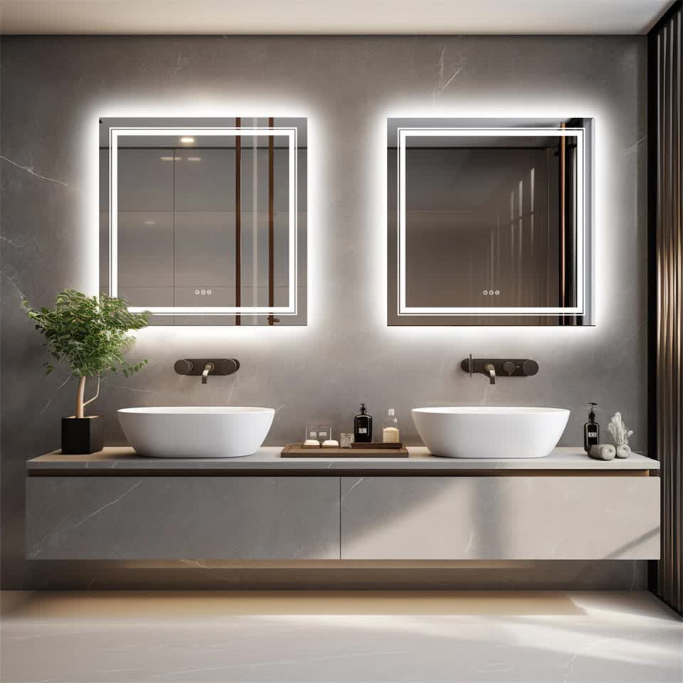 80x80cm Large Square Wall Mount Smart Led Bathroom Mirror Anti Fog Backlit Vanity Mirror V767-XMR-Z28-378-AU
