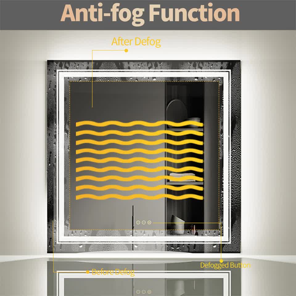 80x80cm Large Square Wall Mount Smart Led Bathroom Mirror Anti Fog Backlit Vanity Mirror V767-XMR-Z28-378-AU