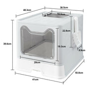 Self-Cleaning Hooded Cat Litter Box Enclosed Large Kitty Toilet Box Tray Refills V767-XPET124-GY