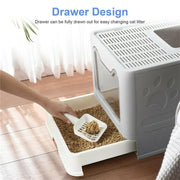Self-Cleaning Hooded Cat Litter Box Enclosed Large Kitty Toilet Box Tray Refills V767-XPET124-GY