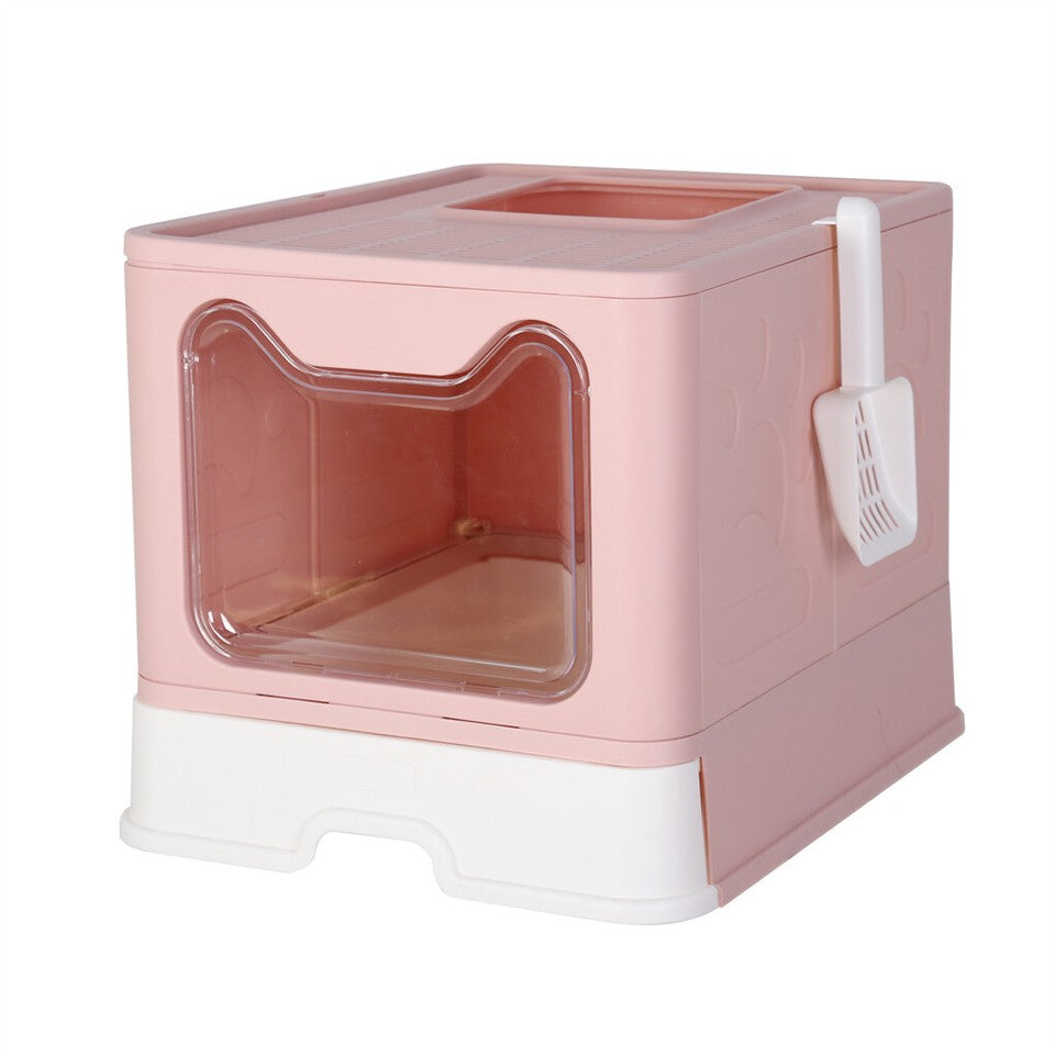 Xxl Large Cat Litter Box Self-Cleaning No Smell Pet Toilet Box With Tray & Scoop V767-XPET124-PK