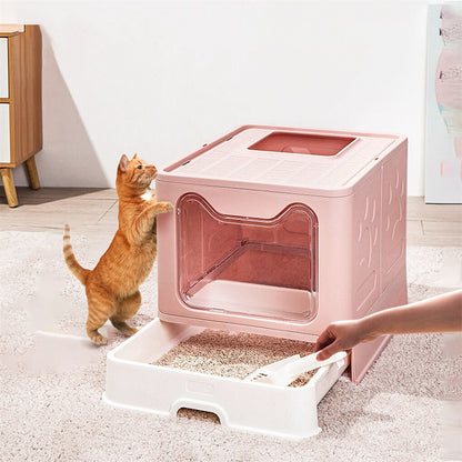 Xxl Large Cat Litter Box Self-Cleaning No Smell Pet Toilet Box With Tray & Scoop V767-XPET124-PK