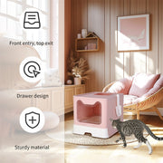 Xxl Large Cat Litter Box Self-Cleaning No Smell Pet Toilet Box With Tray & Scoop V767-XPET124-PK