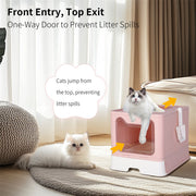 Xxl Large Cat Litter Box Self-Cleaning No Smell Pet Toilet Box With Tray & Scoop V767-XPET124-PK