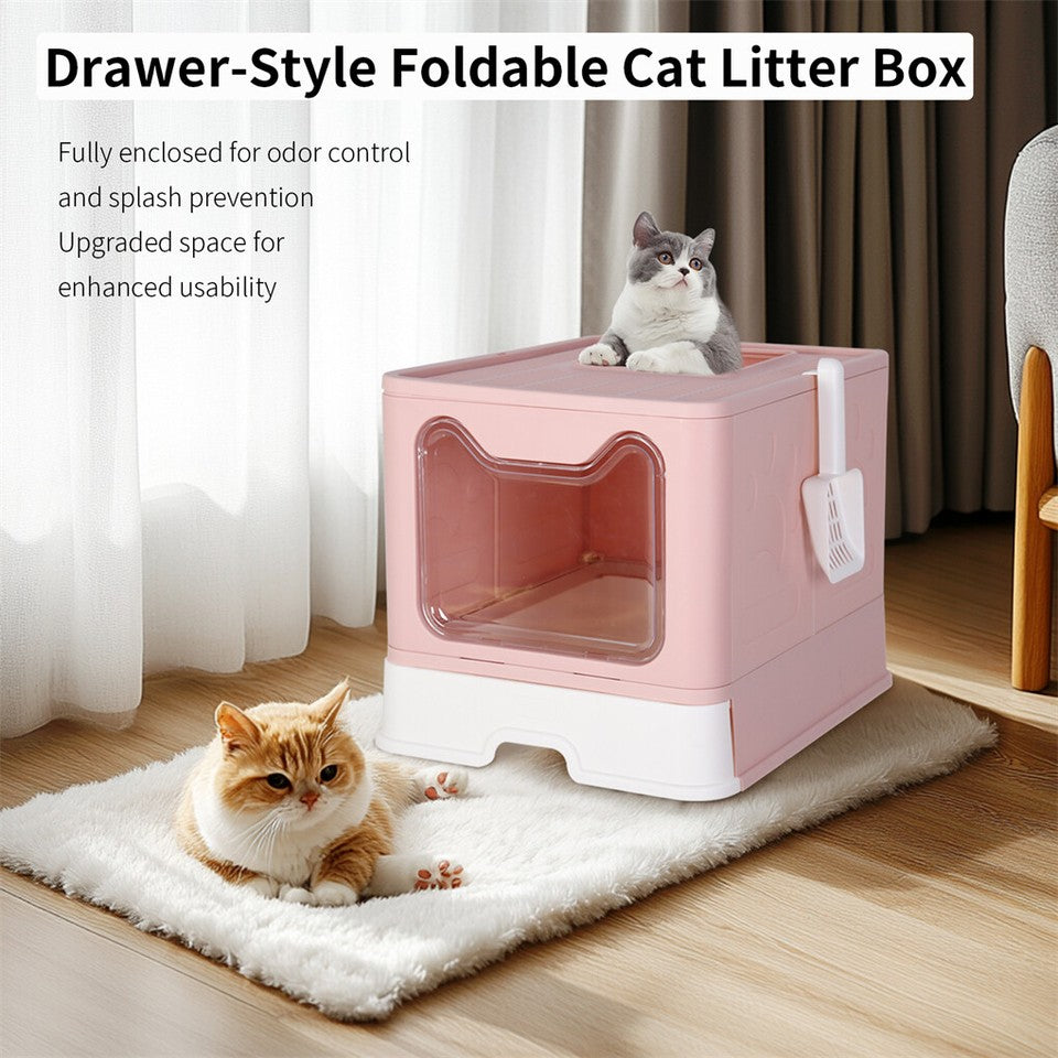 Xxl Large Cat Litter Box Self-Cleaning No Smell Pet Toilet Box With Tray & Scoop V767-XPET124-PK
