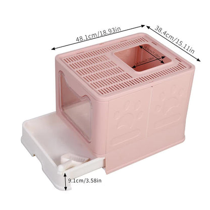 Xxl Large Cat Litter Box Self-Cleaning No Smell Pet Toilet Box With Tray & Scoop V767-XPET124-PK