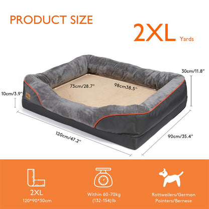 Memory Foam Dog Sofa with Orthopedic Bed & Rim Pillow V767-XPET368-2XL-V1