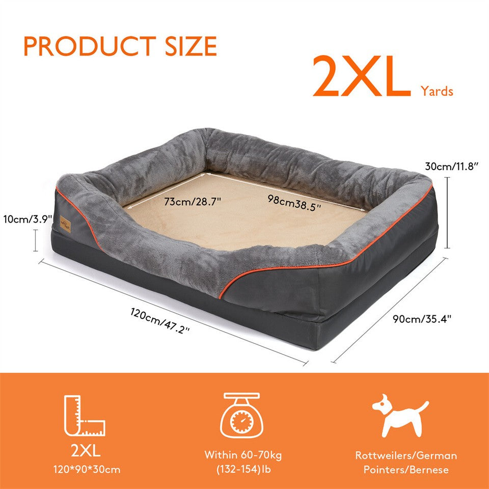 Memory Foam Dog Sofa with Orthopedic Bed & Rim Pillow
