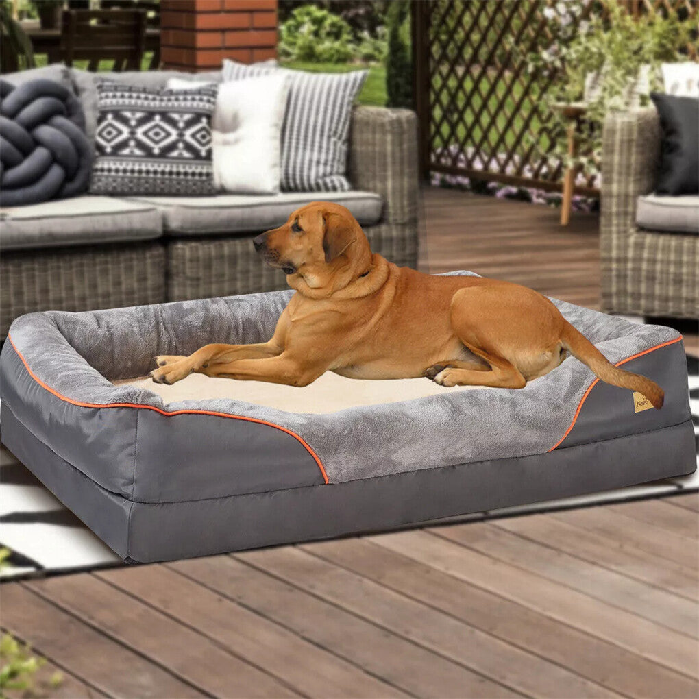 Memory Foam Dog Sofa with Orthopedic Bed & Rim Pillow V767-XPET368-L-V1