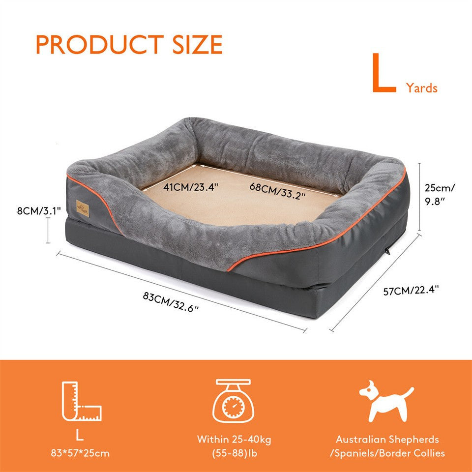 Memory Foam Dog Sofa with Orthopedic Bed & Rim Pillow V767-XPET368-L-V1
