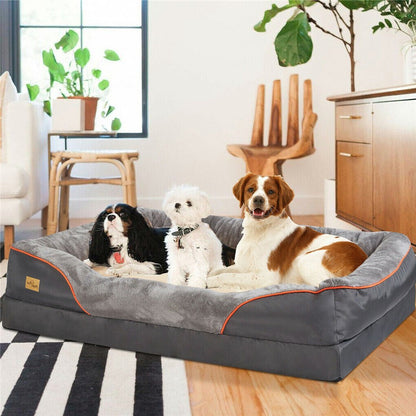 Memory Foam Dog Sofa with Orthopedic Bed & Rim Pillow V767-XPET368-XL-V1