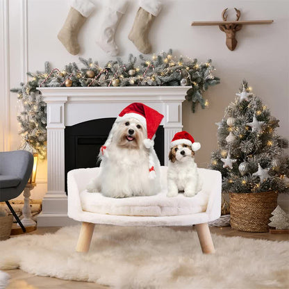 Pet Sofa Bed with Plush Cushion & Wooden Legs V767-XPET82-40CM
