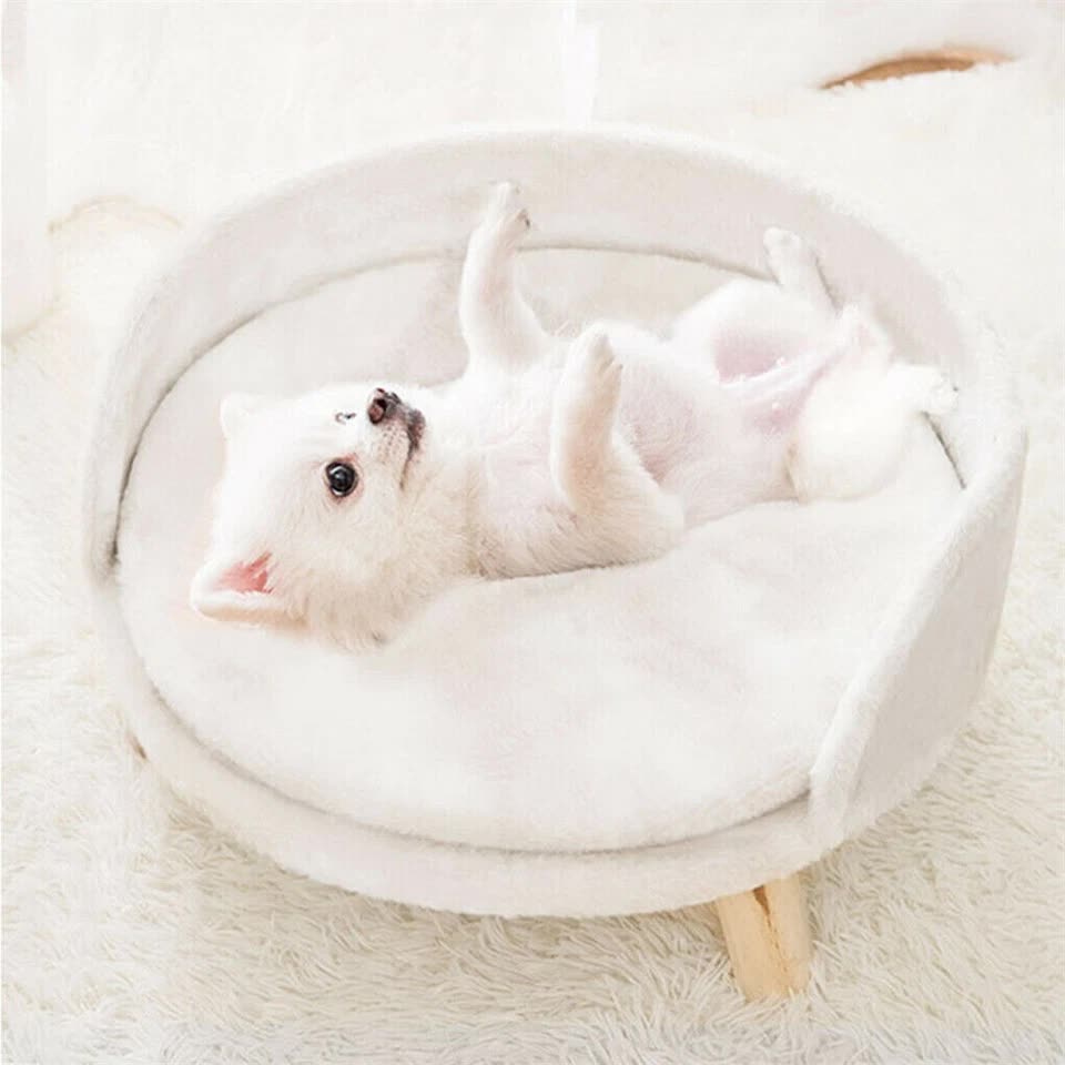 Pet Sofa Bed with Plush Cushion & Wooden Legs V767-XPET82-60CM