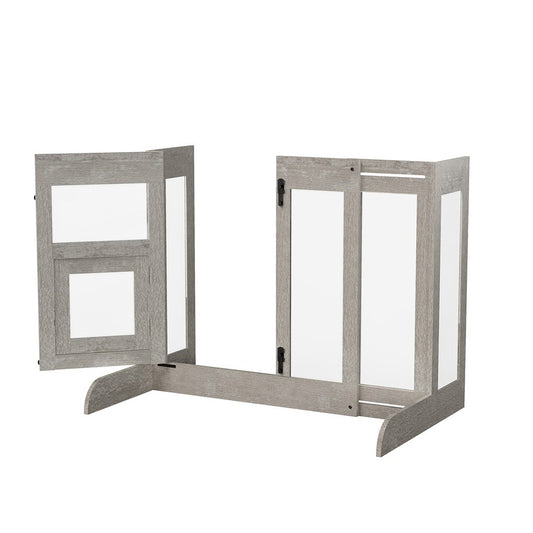 32" Tall Dog Door Gate Freestanding Adjustable Pet Barrier Gate Doorways Stairs V767-XPETDL-78