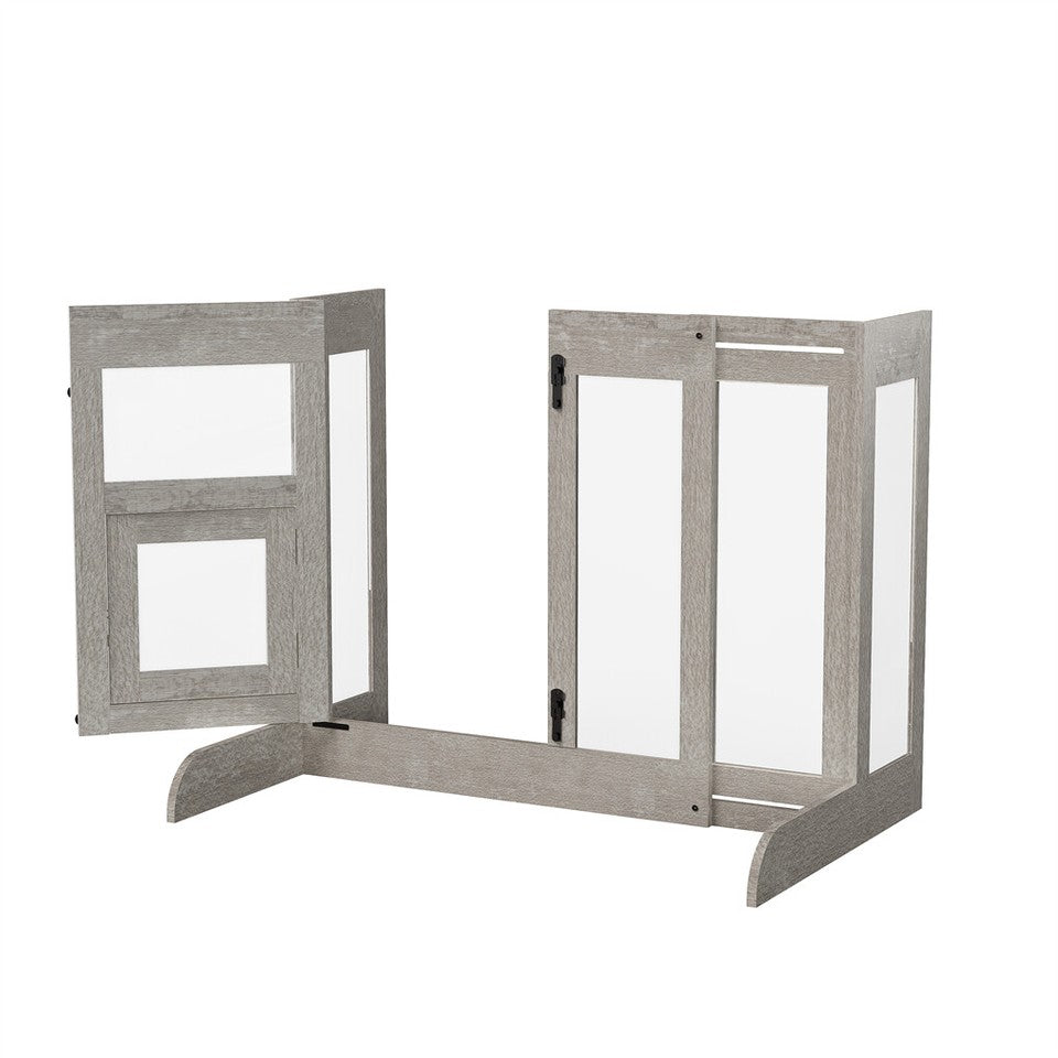 32" Tall Dog Door Gate Freestanding Adjustable Pet Barrier Gate Doorways Stairs
