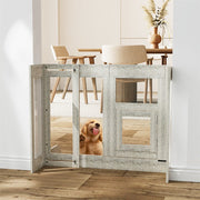 32" Tall Dog Door Gate Freestanding Adjustable Pet Barrier Gate Doorways Stairs